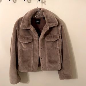 Theory Faux Fur Trucker jacket